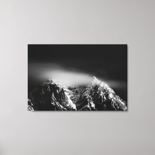Black and white long exposure of clouds mountains canvas print