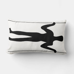 Black and White Long Man Geoglyph Ancient Art Lumbar Cushion