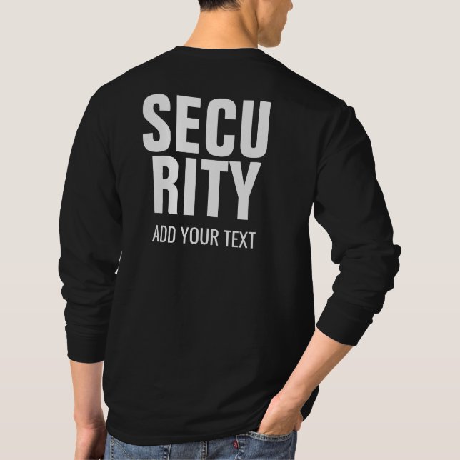 Black And White Long Sleeve Mens Security Template T-Shirt (Back)