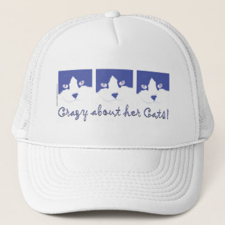Black and White Longhaired Cat Trucker Hat