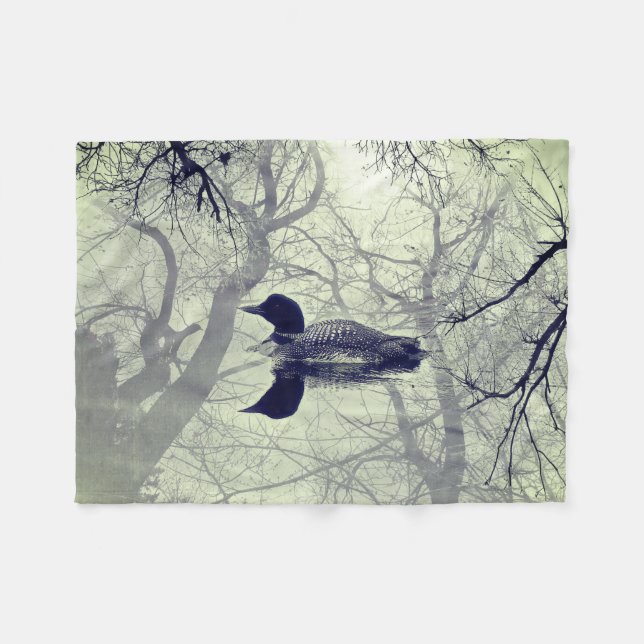 Black and white loon on a lake throw blanket (Front (Horizontal))
