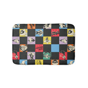 Black and White LOONEY TUNES™ in Colourful Chequer Bath Mat