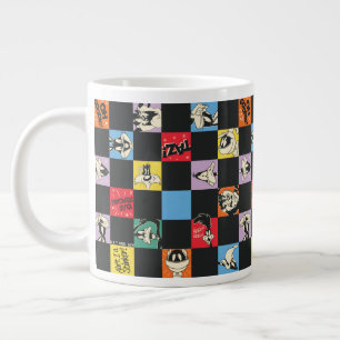 Black and White LOONEY TUNES™ in Colourful Chequer Large Coffee Mug
