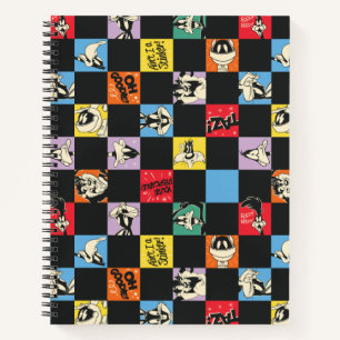 Black and White LOONEY TUNES™ in Colourful Chequer Notebook