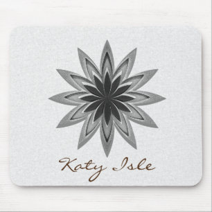 Black and White Lotus Flower  Paint Customise Mouse Pad