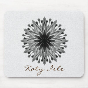 Black and White Lotus Flower  Paint Customise Mouse Pad