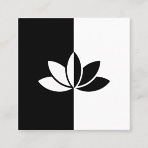 Black and White Lotus Flower Square Business Card