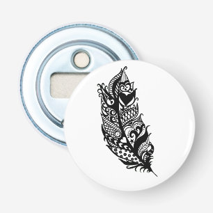 Black and White Love Feather Bottle Opener