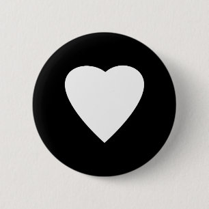 Black and White Love Heart Design. 6 Cm Round Badge