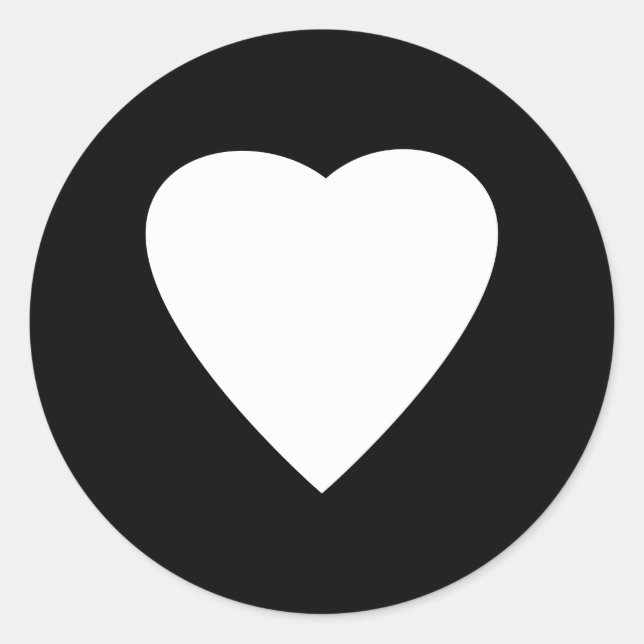 Black and White Love Heart Design. Classic Round Sticker (Front)