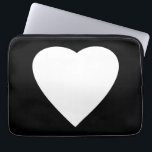 Black and White Love Heart Design. Laptop Sleeve<br><div class="desc">A white heart on a black background.</div>