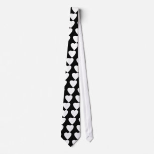 Black and White Love Heart Design. Tie
