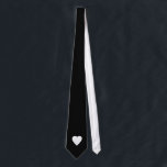Black and White Love Heart Design. Tie<br><div class="desc">A white heart on a black background.</div>