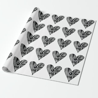 Black and White LOVE heart Wrapping Paper