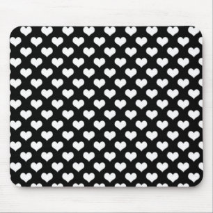 Black And White Love Hearts Mouse Pad