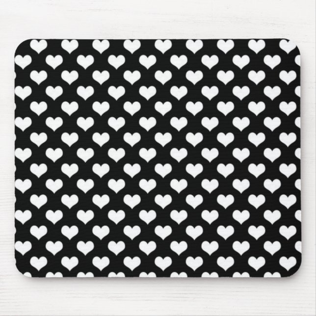 Black And White Love Hearts Mouse Pad (Front)