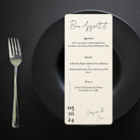 Black and white Love Letter Wedding menu 