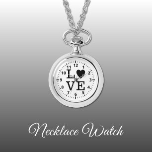 Black and white Love Necklace Watch