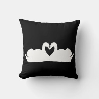 Black And White Love Swan Cushion