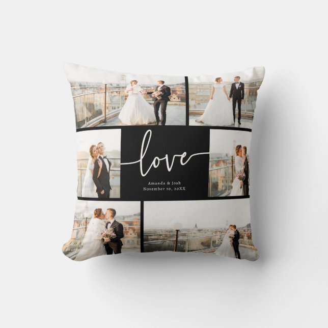 Black and White Love Throw Pillow (Front)