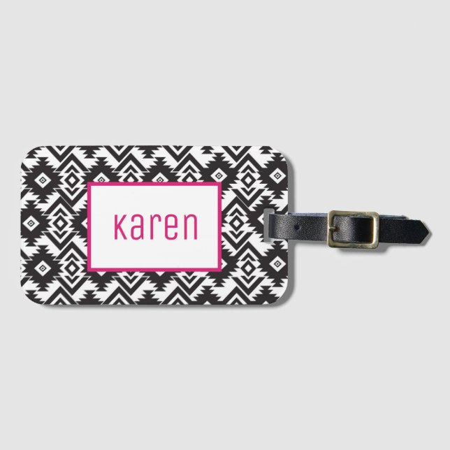 Black and white Luggage tag (Front Horizontal)