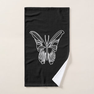 Black and White Luna Moth Butterfly Hand Towel