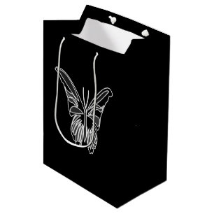 Black and White Luna Moth Butterfly Medium Gift Bag