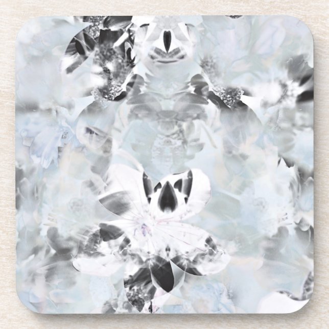 Black and white luxurious abstract modern art coaster (Front)