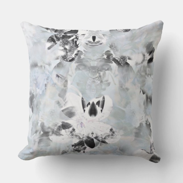Black and white luxurious abstract modern art cushion (Front)