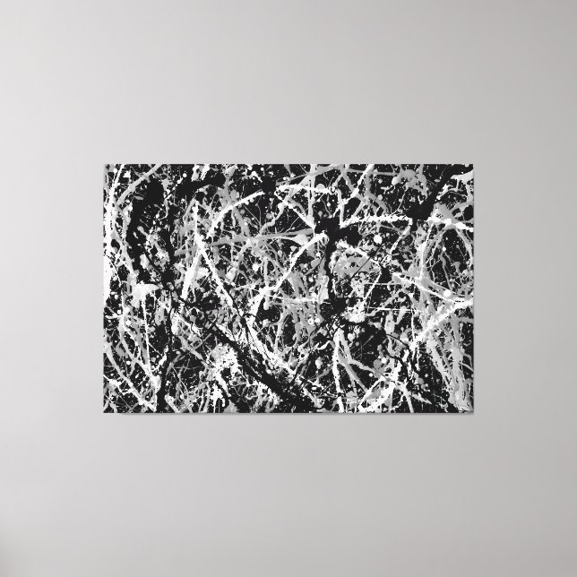 BLACK AND WHITE LX - Action painting -Abstract- Canvas Print (Front)