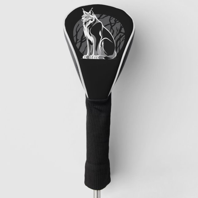 Black And White Lynx Golf Head Cover (Front)