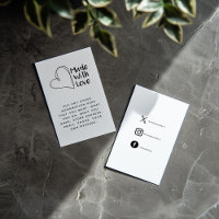 Black and white made with love, heart social links