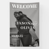 Black and White Magazine Cover Photo Wedding Sign