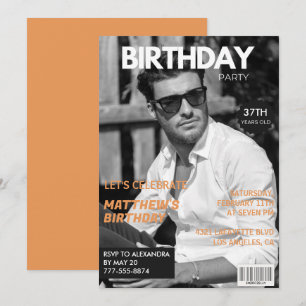 Black and white Magazine Editorial 37th birthday Invitation