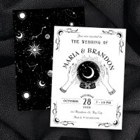 Black and white magic moon crystal ball wedding