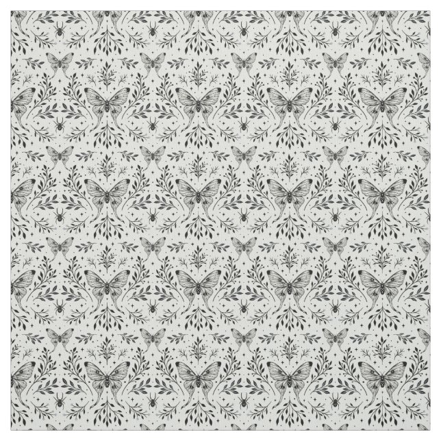 Black and White Magical Moth Fabric (Swatch)