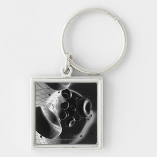 Black and white magnification of blood cells key ring