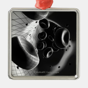 Black and white magnification of blood cells metal tree decoration