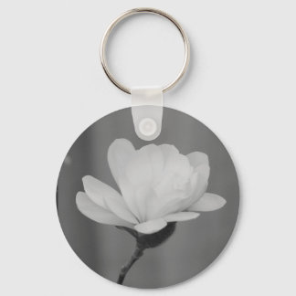 Black and White Magnolia Centennial Bloom Key Ring