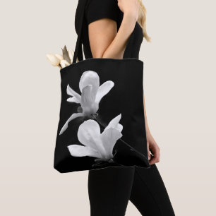 Black and White Magnolia Tote Bag