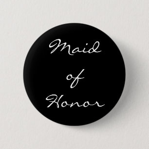 Black and White Maid of Honour Button