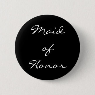 Black and White Maid of Honour Button