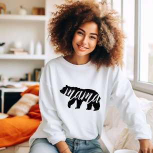 Black and White Mama Bear Matching Family Sweatshirt