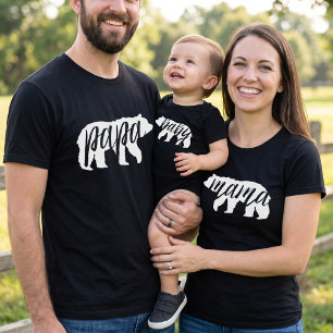 Black and White Mama Bear Matching Family T-Shirt