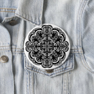 Black and White Mandala 10 Cm Round Badge