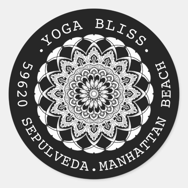 Black and White Mandala Address Label (Front)