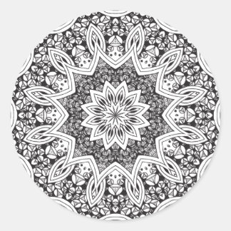 Black and White Mandala Classic Round Sticker