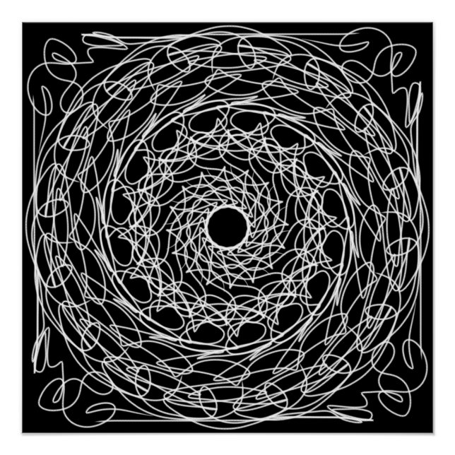 Black and white mandala design poster (Front)