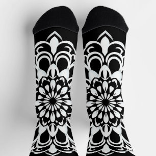 Black and White Mandala Design Socks