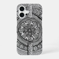 Black and White Mandala Flower Floral Patterned